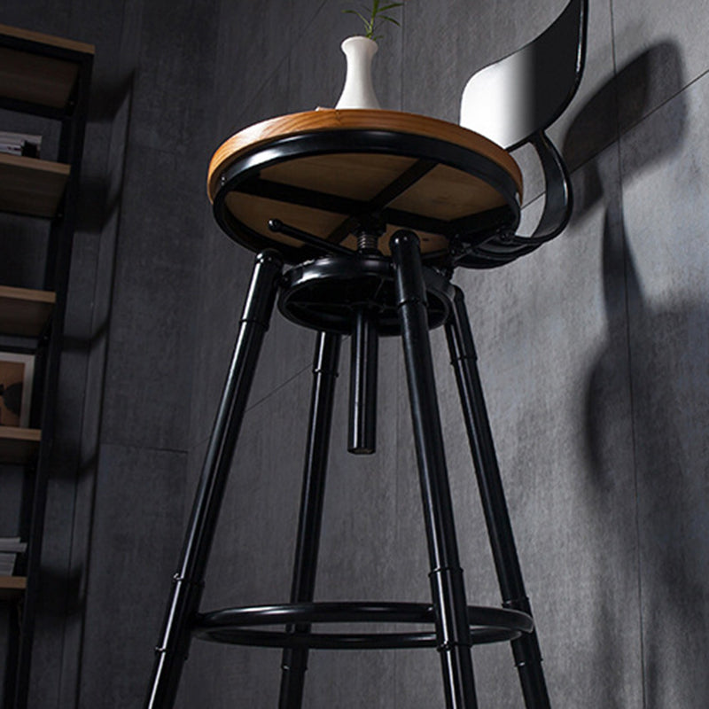 Solid Wood Counter Stool Industrial Adjustable Height Stool for Living Room Clearhalo 'Bar Furniture' 'Bar Stools' 'bar_stools' 'furn' 'furn_bar_stools' 'Furniture' 'Kitchen & Dining Furniture' 6318377