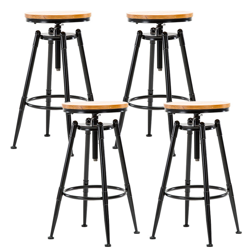 Solid Wood Counter Stool Industrial Adjustable Height Stool for Living Room Backless 4 Piece Set Clearhalo 'Bar Furniture' 'Bar Stools' 'bar_stools' 'furn' 'furn_bar_stools' 'Furniture' 'Kitchen & Dining Furniture' 6318378
