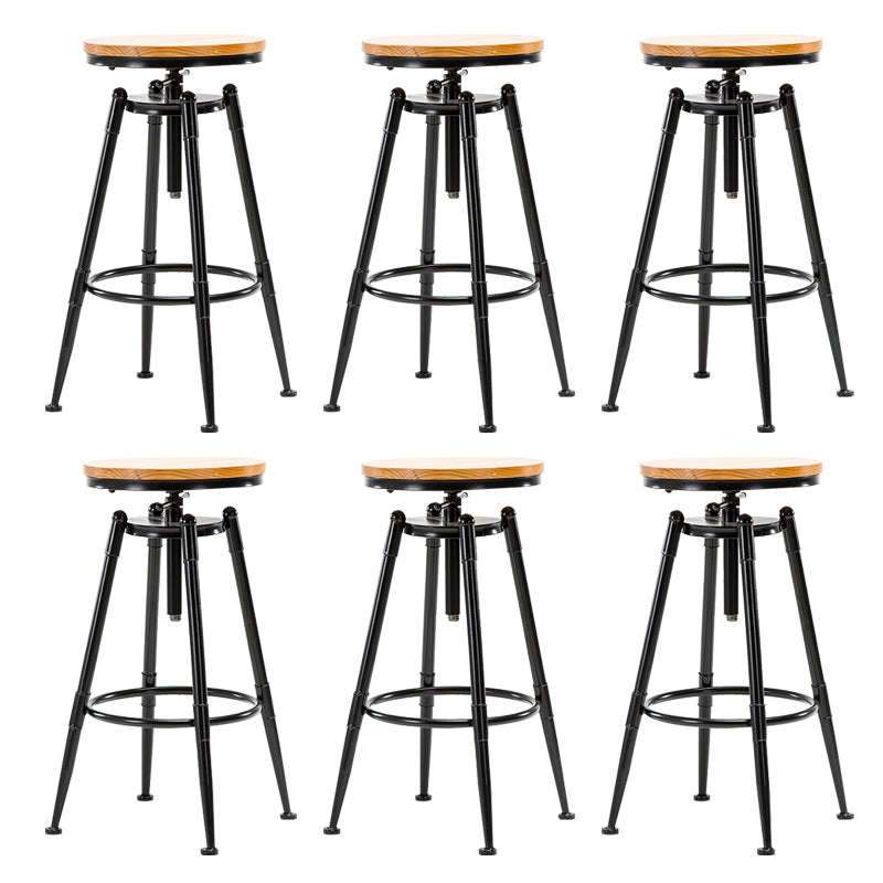 Solid Wood Counter Stool Industrial Adjustable Height Stool for Living Room Backless 6 Piece Set Clearhalo 'Bar Furniture' 'Bar Stools' 'bar_stools' 'furn' 'furn_bar_stools' 'Furniture' 'Kitchen & Dining Furniture' 6318379