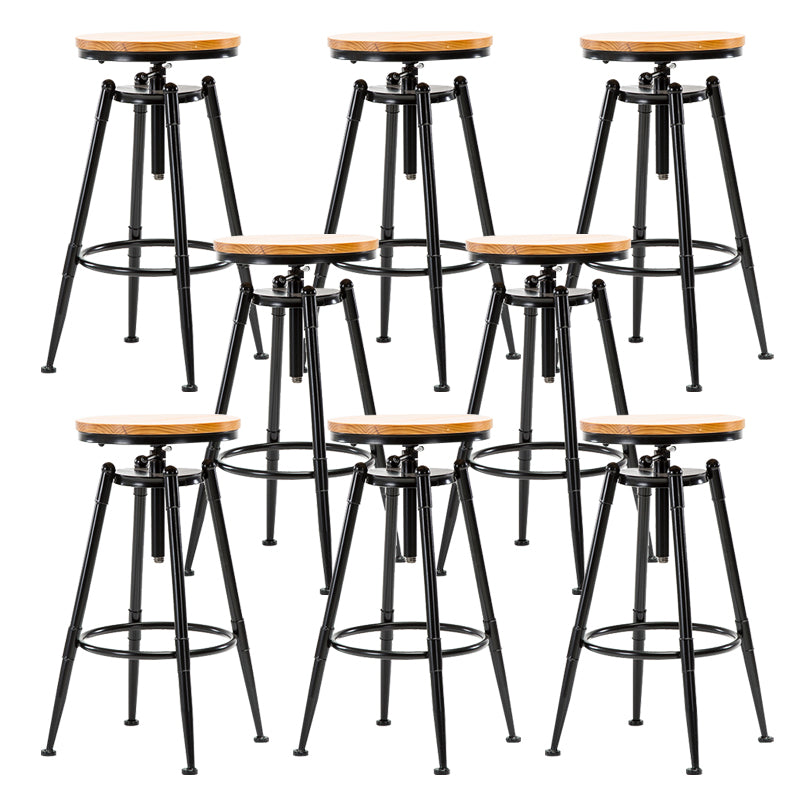 Solid Wood Counter Stool Industrial Adjustable Height Stool for Living Room Backless 8 Piece Set Clearhalo 'Bar Furniture' 'Bar Stools' 'bar_stools' 'furn' 'furn_bar_stools' 'Furniture' 'Kitchen & Dining Furniture' 6318380