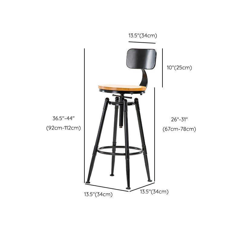 Solid Wood Counter Stool Industrial Adjustable Height Stool for Living Room Clearhalo 'Bar Furniture' 'Bar Stools' 'bar_stools' 'furn' 'furn_bar_stools' 'Furniture' 'Kitchen & Dining Furniture' 6318381