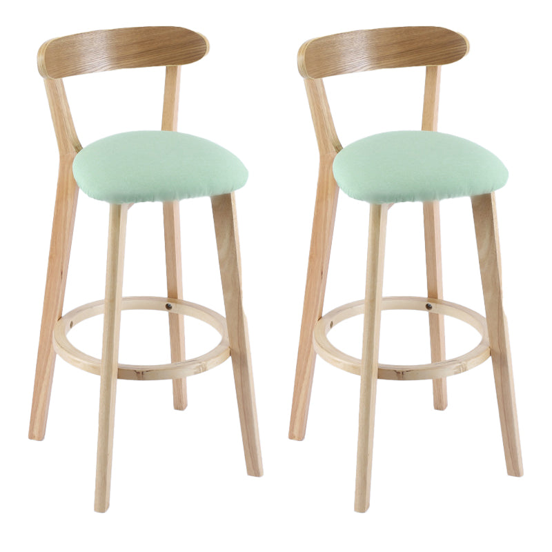 Contemporary Wooden Counter Height Stools Cushion Bar Stool for Indoor Light Green 2 Piece Set Clearhalo 'Bar Furniture' 'Bar Stools' 'bar_stools' 'furn' 'furn_bar_stools' 'Furniture' 'Kitchen & Dining Furniture' 6318384