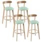 Contemporary Wooden Counter Height Stools Cushion Bar Stool for Indoor Light Green 4 Piece Set Clearhalo 'Bar Furniture' 'Bar Stools' 'bar_stools' 'furn' 'furn_bar_stools' 'Furniture' 'Kitchen & Dining Furniture' 6318386