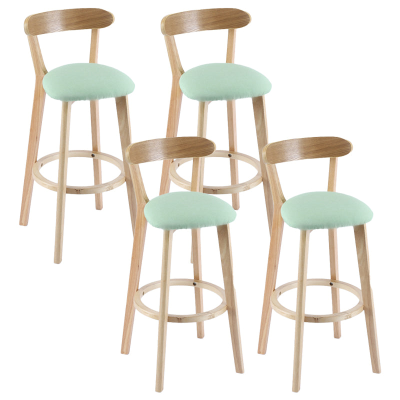 Contemporary Wooden Counter Height Stools Cushion Bar Stool for Indoor Light Green 4 Piece Set Clearhalo 'Bar Furniture' 'Bar Stools' 'bar_stools' 'furn' 'furn_bar_stools' 'Furniture' 'Kitchen & Dining Furniture' 6318386