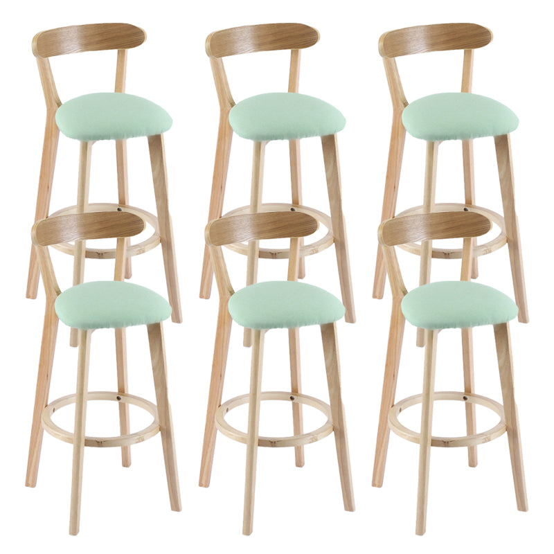 Contemporary Wooden Counter Height Stools Cushion Bar Stool for Indoor Light Green 6 Piece Set Clearhalo 'Bar Furniture' 'Bar Stools' 'bar_stools' 'furn' 'furn_bar_stools' 'Furniture' 'Kitchen & Dining Furniture' 6318388