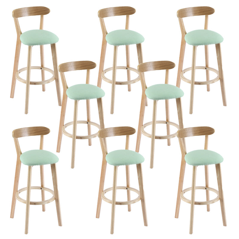 Contemporary Wooden Counter Height Stools Cushion Bar Stool for Indoor Light Green 8 Piece Set Clearhalo 'Bar Furniture' 'Bar Stools' 'bar_stools' 'furn' 'furn_bar_stools' 'Furniture' 'Kitchen & Dining Furniture' 6318390