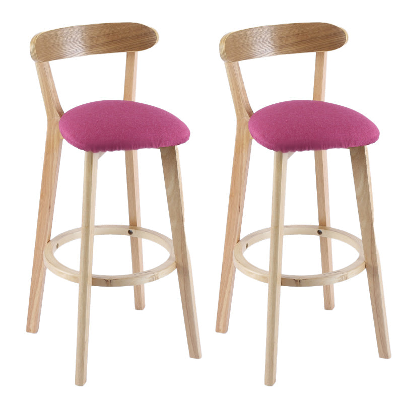 Contemporary Wooden Counter Height Stools Cushion Bar Stool for Indoor Rose Red 2 Piece Set Clearhalo 'Bar Furniture' 'Bar Stools' 'bar_stools' 'furn' 'furn_bar_stools' 'Furniture' 'Kitchen & Dining Furniture' 6318393