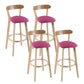 Contemporary Wooden Counter Height Stools Cushion Bar Stool for Indoor Rose Red 4 Piece Set Clearhalo 'Bar Furniture' 'Bar Stools' 'bar_stools' 'furn' 'furn_bar_stools' 'Furniture' 'Kitchen & Dining Furniture' 6318395