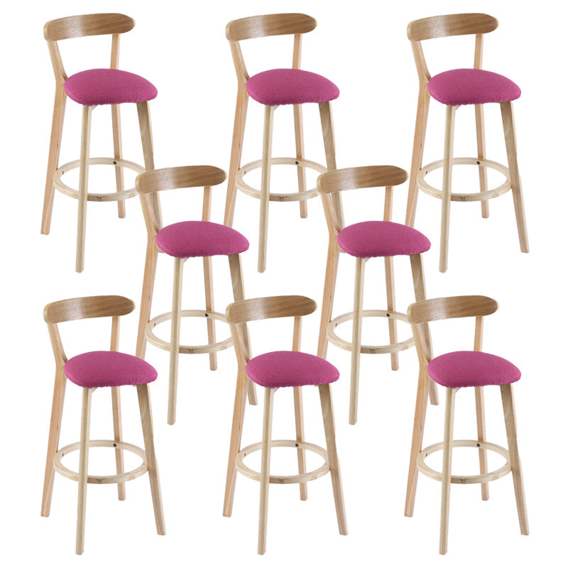 Contemporary Wooden Counter Height Stools Cushion Bar Stool for Indoor Rose Red 8 Piece Set Clearhalo 'Bar Furniture' 'Bar Stools' 'bar_stools' 'furn' 'furn_bar_stools' 'Furniture' 'Kitchen & Dining Furniture' 6318397