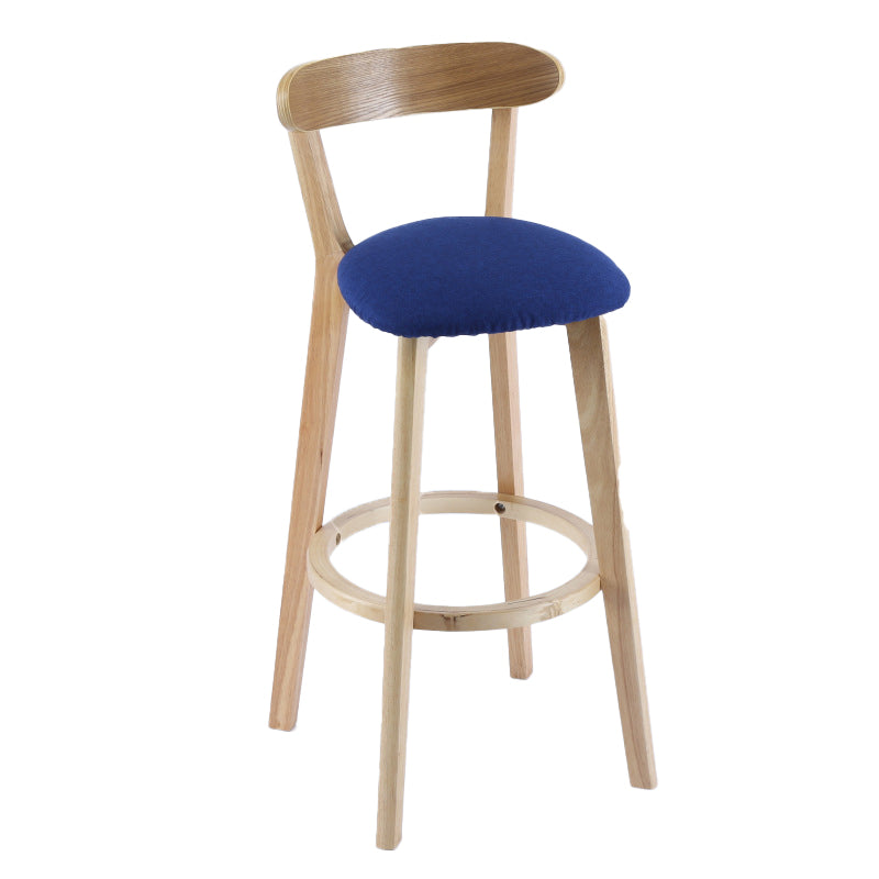 Contemporary Wooden Counter Height Stools Cushion Bar Stool for Indoor Royal Blue 1 Piece Clearhalo 'Bar Furniture' 'Bar Stools' 'bar_stools' 'furn' 'furn_bar_stools' 'Furniture' 'Kitchen & Dining Furniture' 6318398