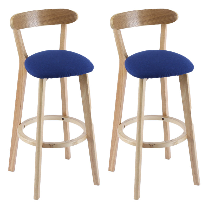Contemporary Wooden Counter Height Stools Cushion Bar Stool for Indoor Royal Blue 2 Piece Set Clearhalo 'Bar Furniture' 'Bar Stools' 'bar_stools' 'furn' 'furn_bar_stools' 'Furniture' 'Kitchen & Dining Furniture' 6318399