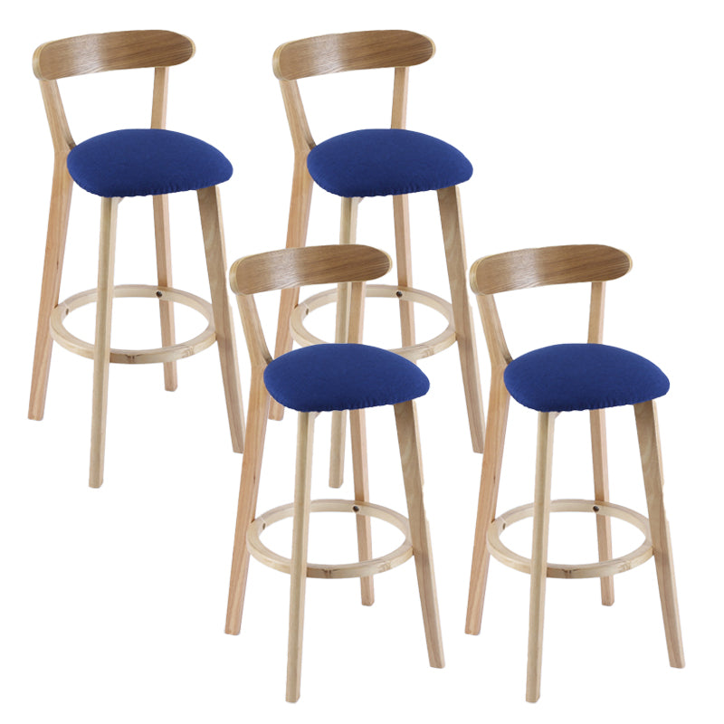 Contemporary Wooden Counter Height Stools Cushion Bar Stool for Indoor Royal Blue 4 Piece Set Clearhalo 'Bar Furniture' 'Bar Stools' 'bar_stools' 'furn' 'furn_bar_stools' 'Furniture' 'Kitchen & Dining Furniture' 6318400