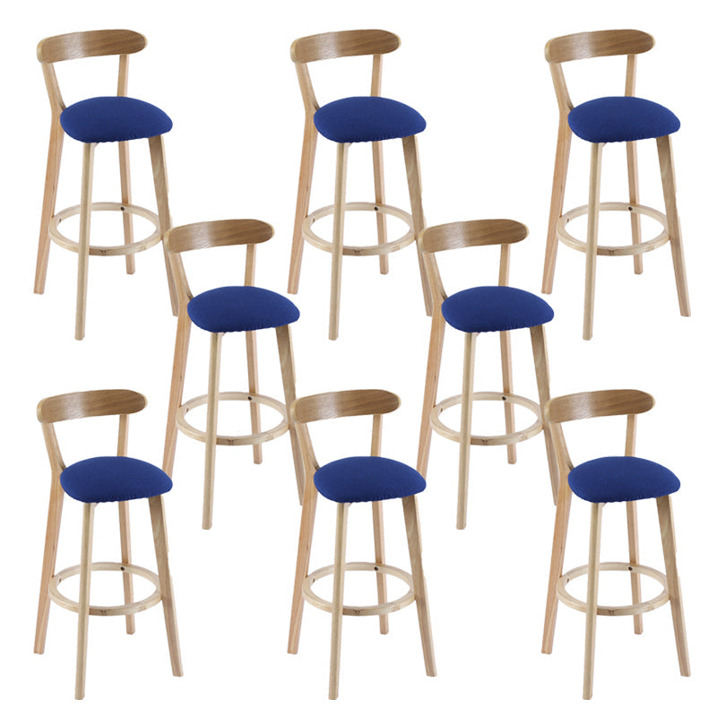 Contemporary Wooden Counter Height Stools Cushion Bar Stool for Indoor Royal Blue 8 Piece Set Clearhalo 'Bar Furniture' 'Bar Stools' 'bar_stools' 'furn' 'furn_bar_stools' 'Furniture' 'Kitchen & Dining Furniture' 6318402