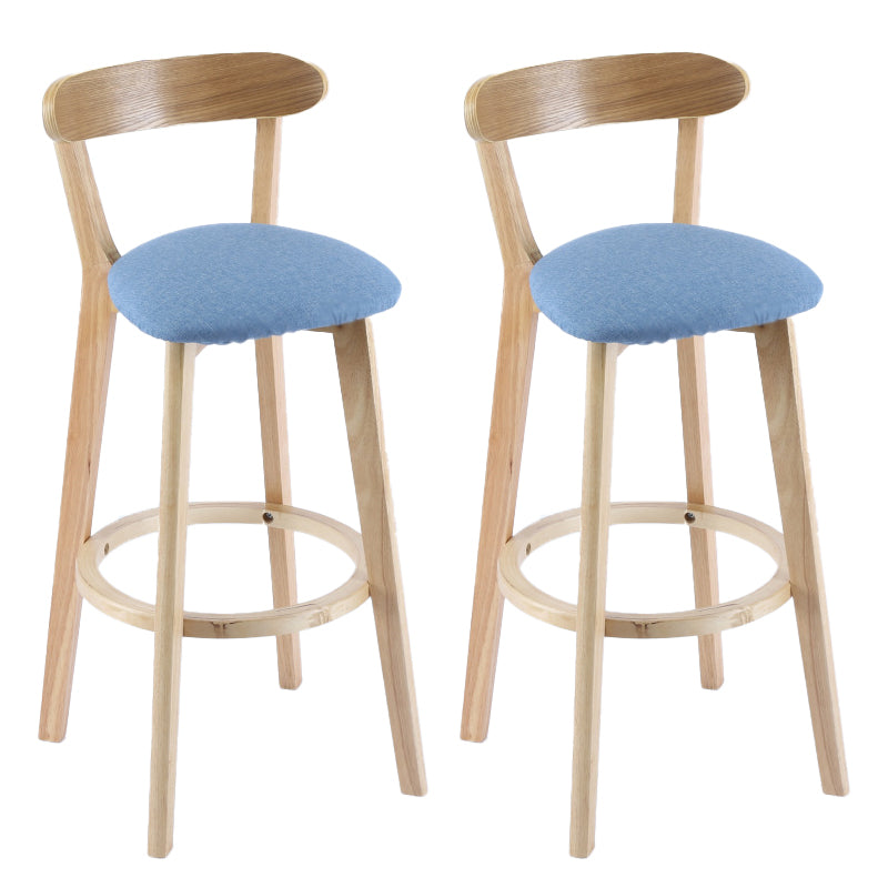 Contemporary Wooden Counter Height Stools Cushion Bar Stool for Indoor Blue 2 Piece Set Clearhalo 'Bar Furniture' 'Bar Stools' 'bar_stools' 'furn' 'furn_bar_stools' 'Furniture' 'Kitchen & Dining Furniture' 6318404