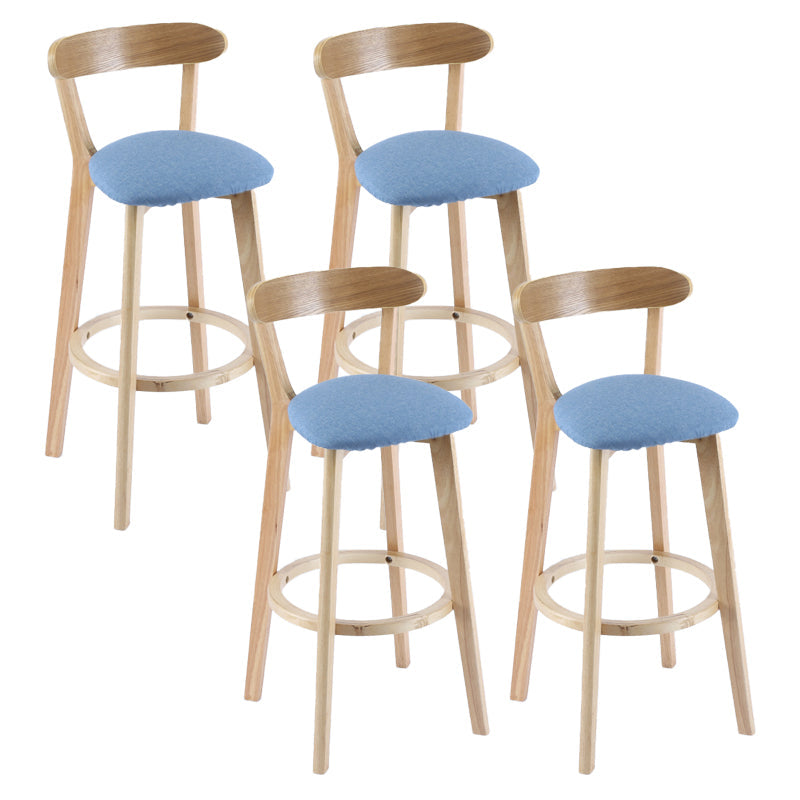 Contemporary Wooden Counter Height Stools Cushion Bar Stool for Indoor Blue 4 Piece Set Clearhalo 'Bar Furniture' 'Bar Stools' 'bar_stools' 'furn' 'furn_bar_stools' 'Furniture' 'Kitchen & Dining Furniture' 6318405