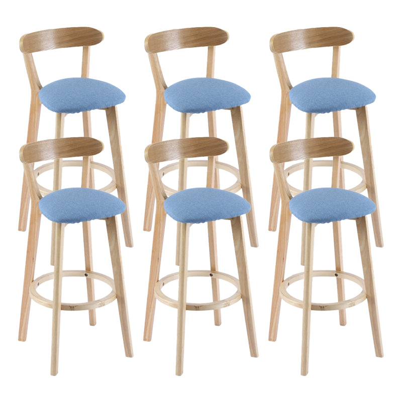 Contemporary Wooden Counter Height Stools Cushion Bar Stool for Indoor Blue 6 Piece Set Clearhalo 'Bar Furniture' 'Bar Stools' 'bar_stools' 'furn' 'furn_bar_stools' 'Furniture' 'Kitchen & Dining Furniture' 6318406