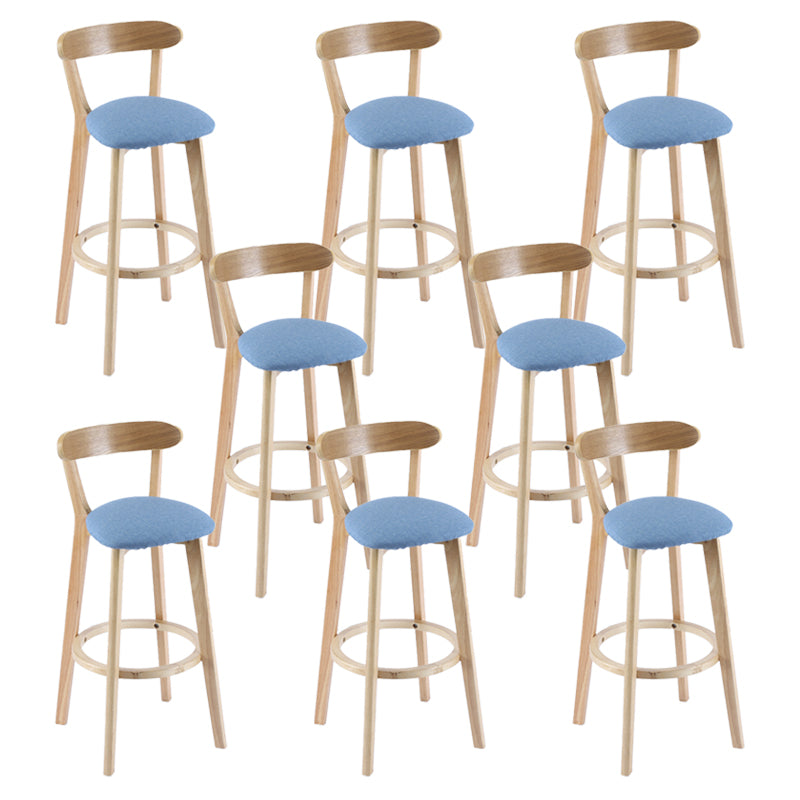 Contemporary Wooden Counter Height Stools Cushion Bar Stool for Indoor Blue 8 Piece Set Clearhalo 'Bar Furniture' 'Bar Stools' 'bar_stools' 'furn' 'furn_bar_stools' 'Furniture' 'Kitchen & Dining Furniture' 6318407