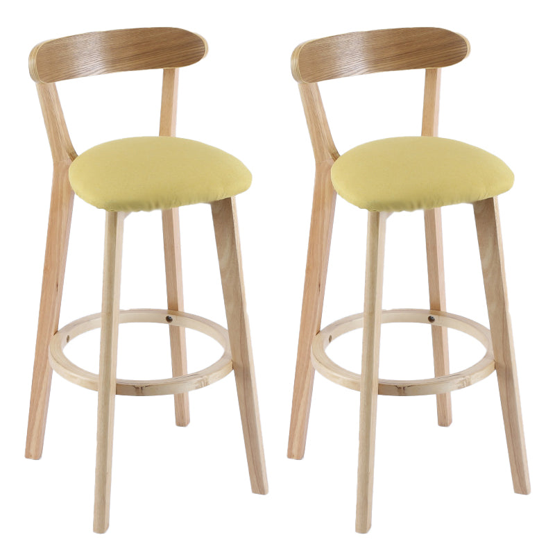 Contemporary Wooden Counter Height Stools Cushion Bar Stool for Indoor Yellow 2 Piece Set Clearhalo 'Bar Furniture' 'Bar Stools' 'bar_stools' 'furn' 'furn_bar_stools' 'Furniture' 'Kitchen & Dining Furniture' 6318409