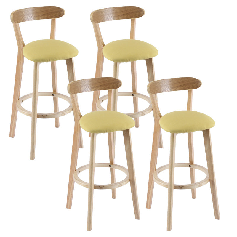 Contemporary Wooden Counter Height Stools Cushion Bar Stool for Indoor Yellow 4 Piece Set Clearhalo 'Bar Furniture' 'Bar Stools' 'bar_stools' 'furn' 'furn_bar_stools' 'Furniture' 'Kitchen & Dining Furniture' 6318410