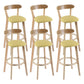 Contemporary Wooden Counter Height Stools Cushion Bar Stool for Indoor Yellow 6 Piece Set Clearhalo 'Bar Furniture' 'Bar Stools' 'bar_stools' 'furn' 'furn_bar_stools' 'Furniture' 'Kitchen & Dining Furniture' 6318411