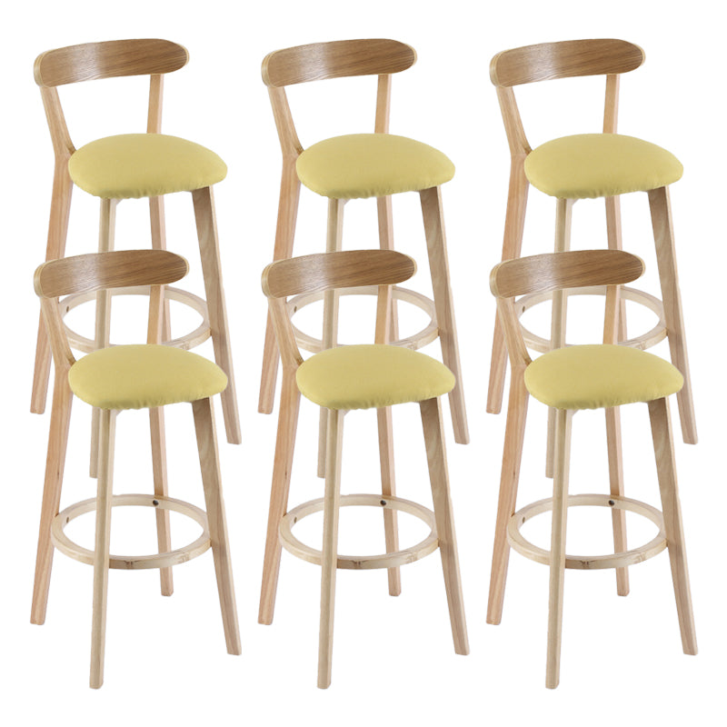 Contemporary Wooden Counter Height Stools Cushion Bar Stool for Indoor Yellow 6 Piece Set Clearhalo 'Bar Furniture' 'Bar Stools' 'bar_stools' 'furn' 'furn_bar_stools' 'Furniture' 'Kitchen & Dining Furniture' 6318411