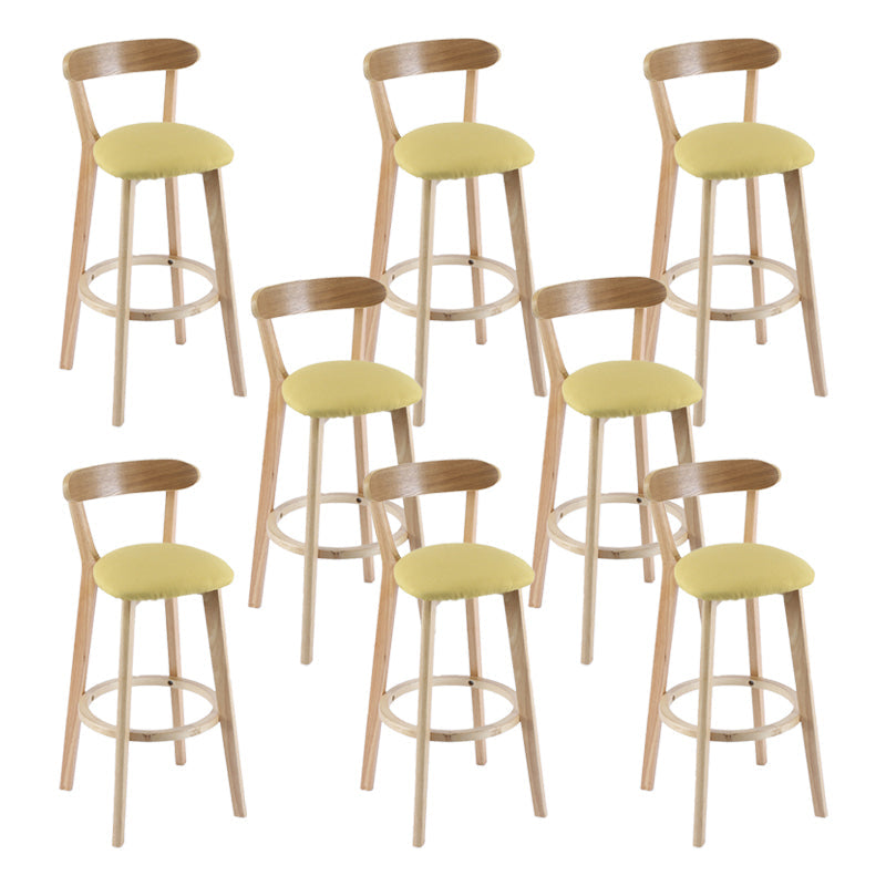 Contemporary Wooden Counter Height Stools Cushion Bar Stool for Indoor Yellow 8 Piece Set Clearhalo 'Bar Furniture' 'Bar Stools' 'bar_stools' 'furn' 'furn_bar_stools' 'Furniture' 'Kitchen & Dining Furniture' 6318412
