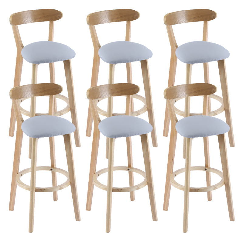 Contemporary Wooden Counter Height Stools Cushion Bar Stool for Indoor Light Gray 6 Piece Set Clearhalo 'Bar Furniture' 'Bar Stools' 'bar_stools' 'furn' 'furn_bar_stools' 'Furniture' 'Kitchen & Dining Furniture' 6318416