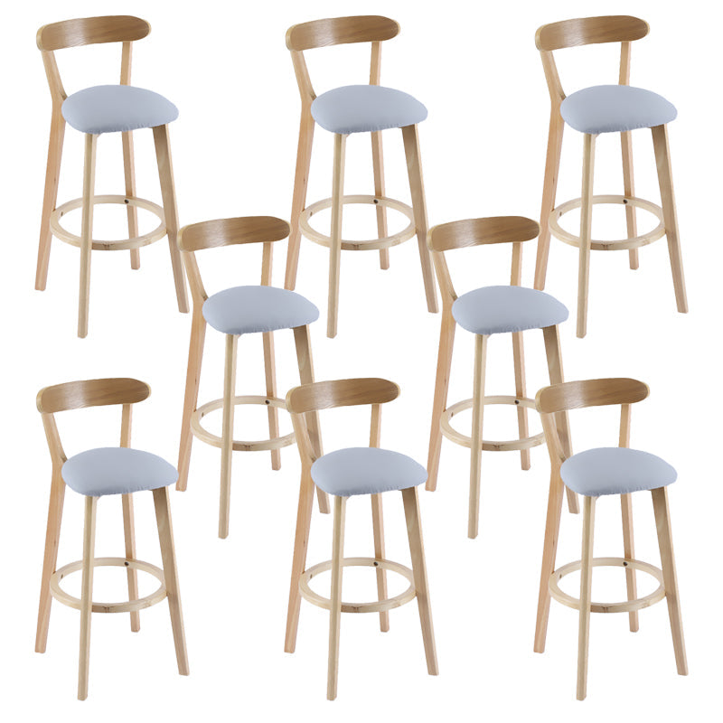 Contemporary Wooden Counter Height Stools Cushion Bar Stool for Indoor Light Gray 8 Piece Set Clearhalo 'Bar Furniture' 'Bar Stools' 'bar_stools' 'furn' 'furn_bar_stools' 'Furniture' 'Kitchen & Dining Furniture' 6318417