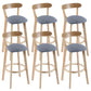 Contemporary Wooden Counter Height Stools Cushion Bar Stool for Indoor Dark Gray 6 Piece Set Clearhalo 'Bar Furniture' 'Bar Stools' 'bar_stools' 'furn' 'furn_bar_stools' 'Furniture' 'Kitchen & Dining Furniture' 6318421