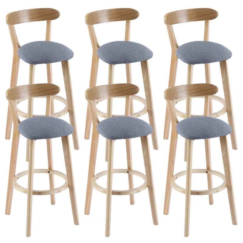 Contemporary Wooden Counter Height Stools Cushion Bar Stool for Indoor Dark Gray 6 Piece Set Clearhalo 'Bar Furniture' 'Bar Stools' 'bar_stools' 'furn' 'furn_bar_stools' 'Furniture' 'Kitchen & Dining Furniture' 6318421