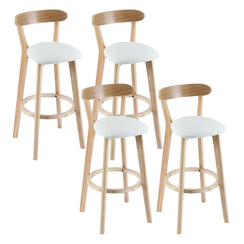 Contemporary Wooden Counter Height Stools Cushion Bar Stool for Indoor Off-White 4 Piece Set Clearhalo 'Bar Furniture' 'Bar Stools' 'bar_stools' 'furn' 'furn_bar_stools' 'Furniture' 'Kitchen & Dining Furniture' 6318425