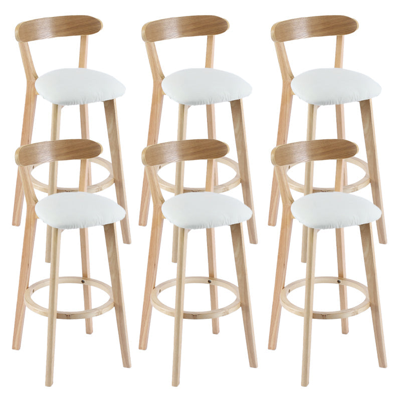 Contemporary Wooden Counter Height Stools Cushion Bar Stool for Indoor Off-White 6 Piece Set Clearhalo 'Bar Furniture' 'Bar Stools' 'bar_stools' 'furn' 'furn_bar_stools' 'Furniture' 'Kitchen & Dining Furniture' 6318426