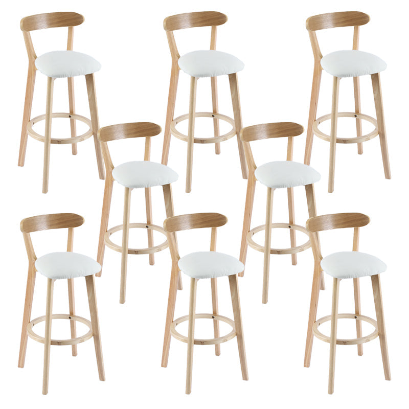 Contemporary Wooden Counter Height Stools Cushion Bar Stool for Indoor Off-White 8 Piece Set Clearhalo 'Bar Furniture' 'Bar Stools' 'bar_stools' 'furn' 'furn_bar_stools' 'Furniture' 'Kitchen & Dining Furniture' 6318427