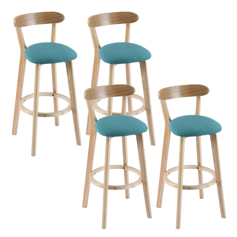 Contemporary Wooden Counter Height Stools Cushion Bar Stool for Indoor Lake Green 4 Piece Set Clearhalo 'Bar Furniture' 'Bar Stools' 'bar_stools' 'furn' 'furn_bar_stools' 'Furniture' 'Kitchen & Dining Furniture' 6318430