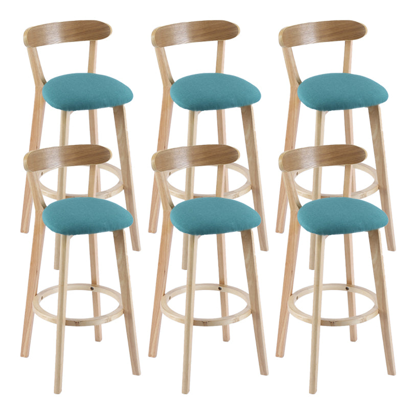 Contemporary Wooden Counter Height Stools Cushion Bar Stool for Indoor Lake Green 6 Piece Set Clearhalo 'Bar Furniture' 'Bar Stools' 'bar_stools' 'furn' 'furn_bar_stools' 'Furniture' 'Kitchen & Dining Furniture' 6318431