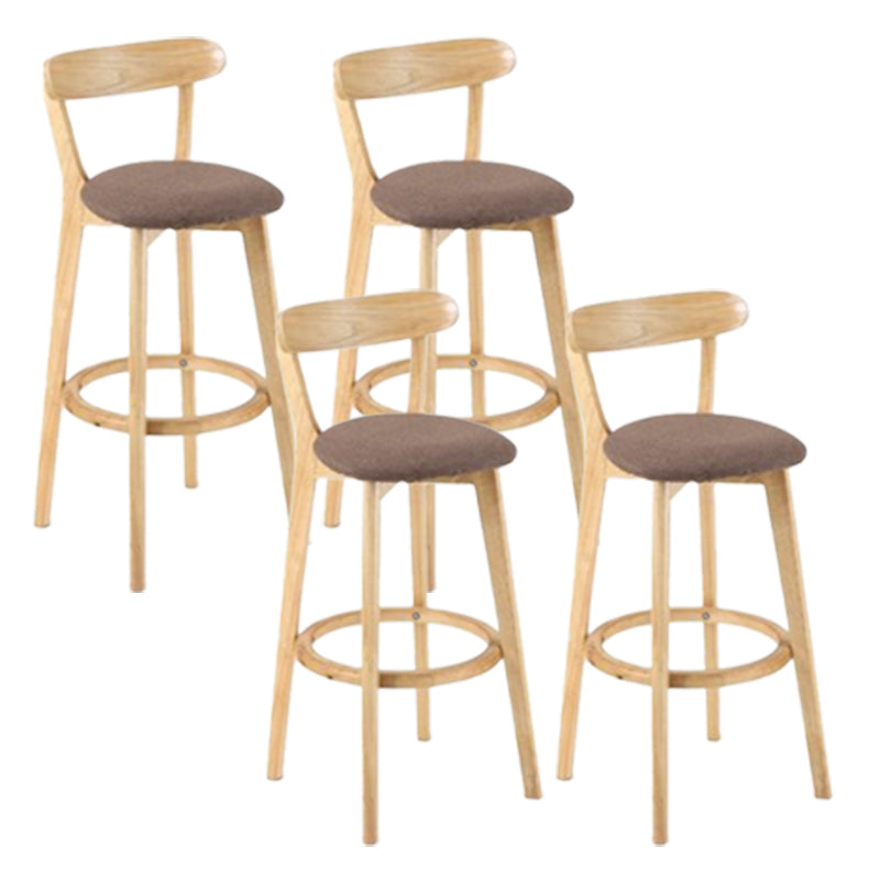 Contemporary Wooden Counter Height Stools Cushion Bar Stool for Indoor Coffee 4 Piece Set Clearhalo 'Bar Furniture' 'Bar Stools' 'bar_stools' 'furn' 'furn_bar_stools' 'Furniture' 'Kitchen & Dining Furniture' 6318435
