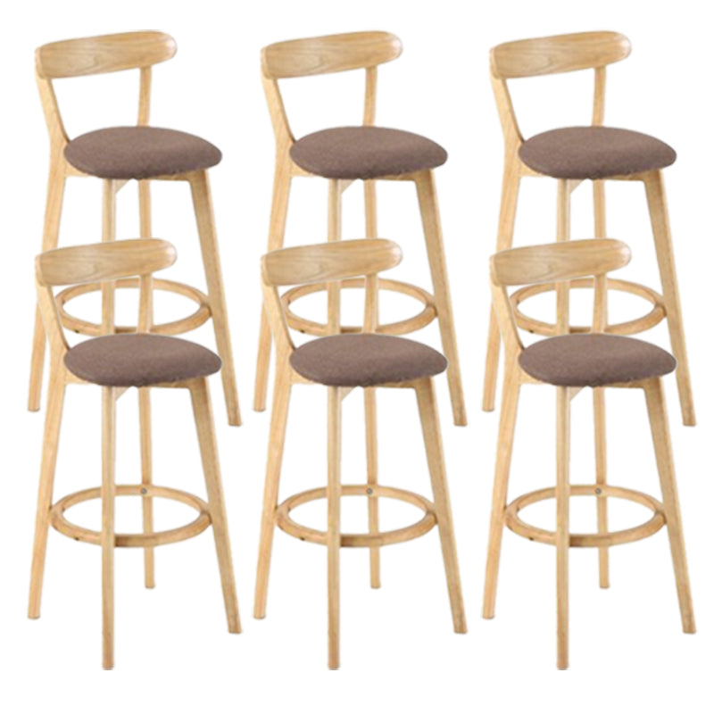 Contemporary Wooden Counter Height Stools Cushion Bar Stool for Indoor Coffee 6 Piece Set Clearhalo 'Bar Furniture' 'Bar Stools' 'bar_stools' 'furn' 'furn_bar_stools' 'Furniture' 'Kitchen & Dining Furniture' 6318436