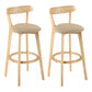 Contemporary Wooden Counter Height Stools Cushion Bar Stool for Indoor Light Khaki 2 Piece Set Clearhalo 'Bar Furniture' 'Bar Stools' 'bar_stools' 'furn' 'furn_bar_stools' 'Furniture' 'Kitchen & Dining Furniture' 6318439