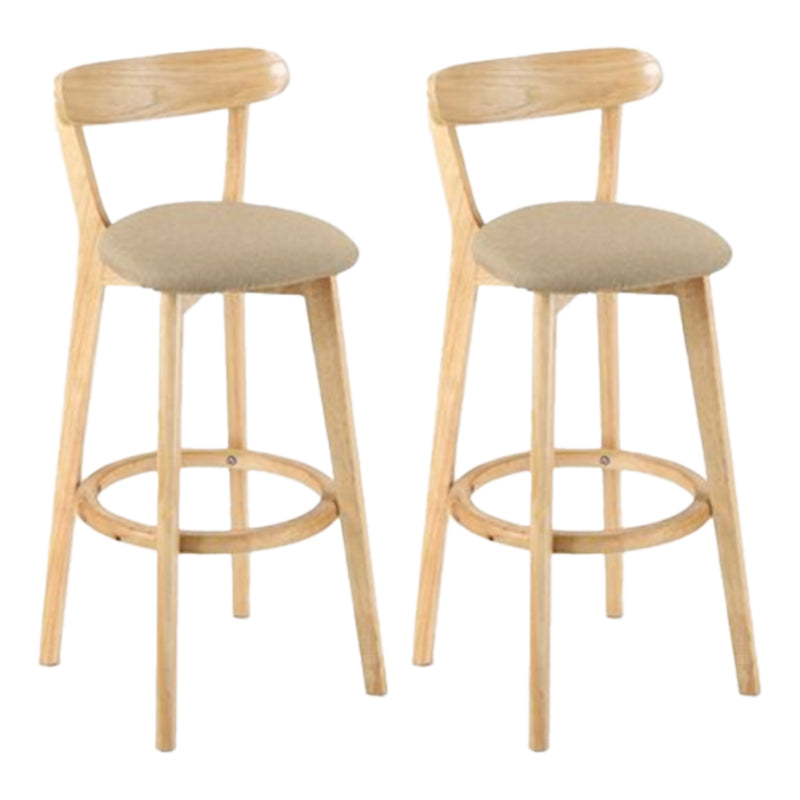 Contemporary Wooden Counter Height Stools Cushion Bar Stool for Indoor Light Khaki 2 Piece Set Clearhalo 'Bar Furniture' 'Bar Stools' 'bar_stools' 'furn' 'furn_bar_stools' 'Furniture' 'Kitchen & Dining Furniture' 6318439