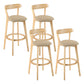 Contemporary Wooden Counter Height Stools Cushion Bar Stool for Indoor Light Khaki 4 Piece Set Clearhalo 'Bar Furniture' 'Bar Stools' 'bar_stools' 'furn' 'furn_bar_stools' 'Furniture' 'Kitchen & Dining Furniture' 6318440