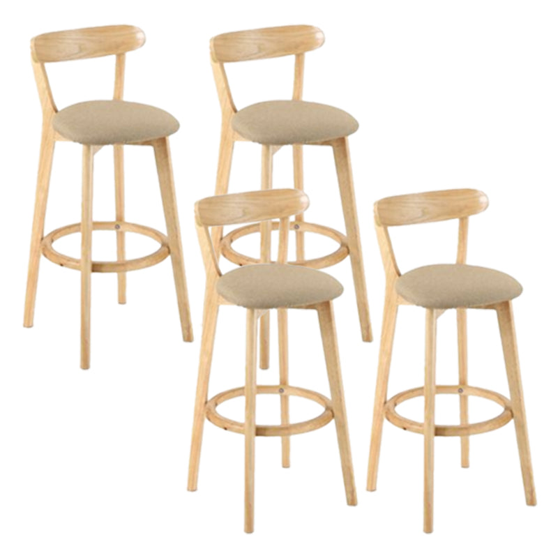Contemporary Wooden Counter Height Stools Cushion Bar Stool for Indoor Light Khaki 4 Piece Set Clearhalo 'Bar Furniture' 'Bar Stools' 'bar_stools' 'furn' 'furn_bar_stools' 'Furniture' 'Kitchen & Dining Furniture' 6318440