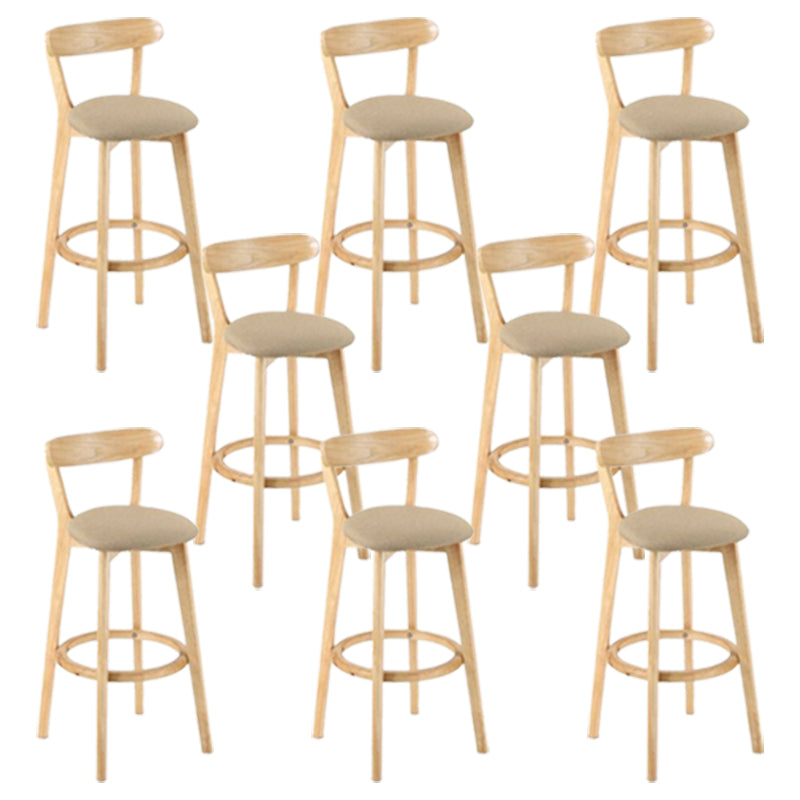 Contemporary Wooden Counter Height Stools Cushion Bar Stool for Indoor Light Khaki 8 Piece Set Clearhalo 'Bar Furniture' 'Bar Stools' 'bar_stools' 'furn' 'furn_bar_stools' 'Furniture' 'Kitchen & Dining Furniture' 6318442