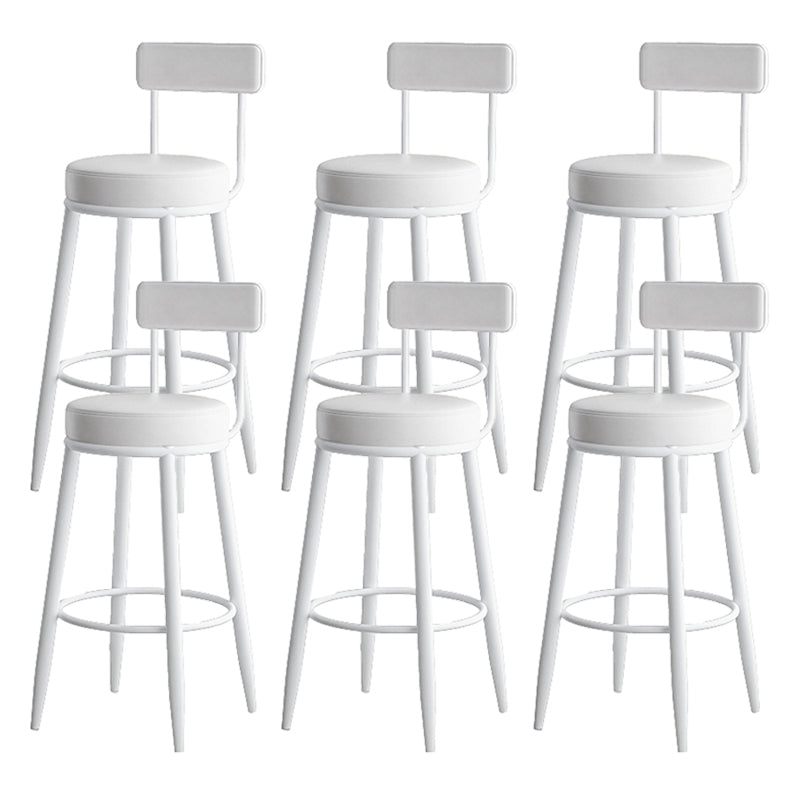 Faux Leather Armless Counter Stool Glam Style Low Back Bar Stool for Indoor White 6 Piece Set Clearhalo 'Bar Furniture' 'Bar Stools' 'bar_stools' 'furn' 'furn_bar_stools' 'Furniture' 'Kitchen & Dining Furniture' 6318464