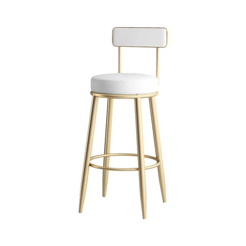 Faux Leather Armless Counter Stool Glam Style Low Back Bar Stool for Indoor Gold 1 Piece Clearhalo 'Bar Furniture' 'Bar Stools' 'bar_stools' 'furn' 'furn_bar_stools' 'Furniture' 'Kitchen & Dining Furniture' 6318467