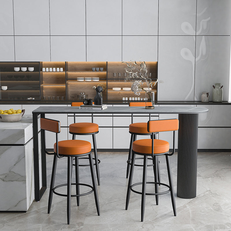 Faux Leather Armless Counter Stool Glam Style Low Back Bar Stool for Indoor Clearhalo 'Bar Furniture' 'Bar Stools' 'bar_stools' 'furn' 'furn_bar_stools' 'Furniture' 'Kitchen & Dining Furniture' 6318470