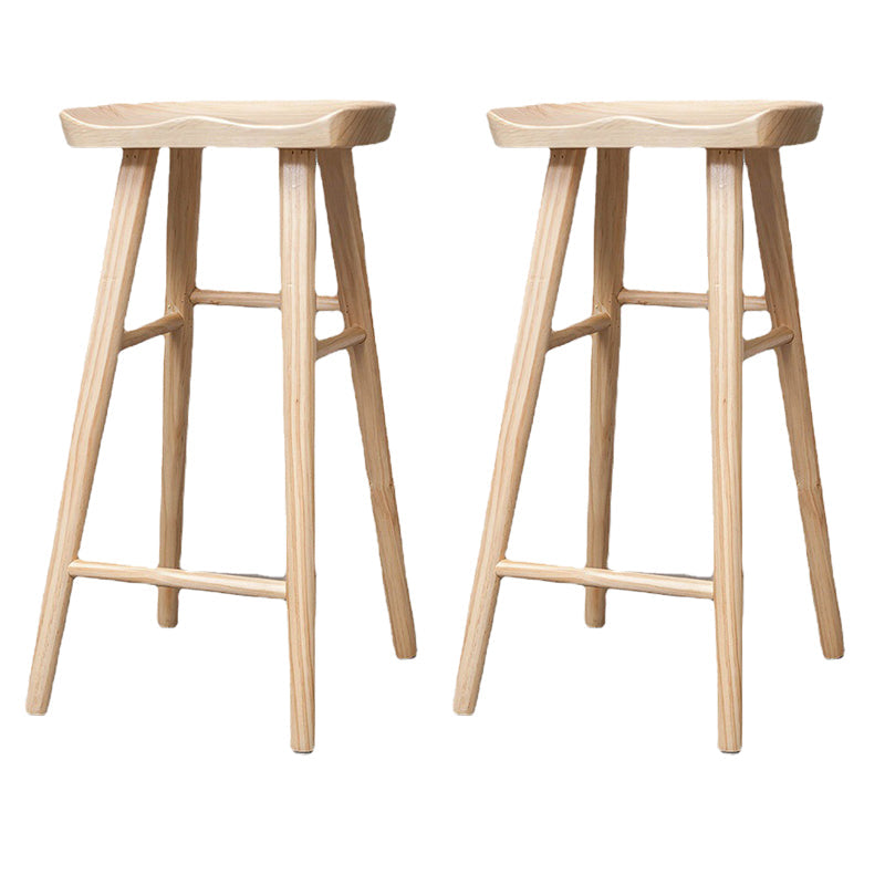 Industrial Solid Wood Counter Stool Saddle Seat Backless Bar Stool Wood 2 Piece Set Clearhalo 'Bar Furniture' 'Bar Stools' 'bar_stools' 'furn' 'furn_bar_stools' 'Furniture' 'Kitchen & Dining Furniture' 6318476