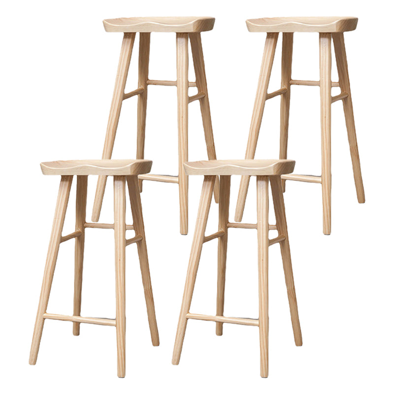 Industrial Solid Wood Counter Stool Saddle Seat Backless Bar Stool Wood 4 Piece Set Clearhalo 'Bar Furniture' 'Bar Stools' 'bar_stools' 'furn' 'furn_bar_stools' 'Furniture' 'Kitchen & Dining Furniture' 6318478