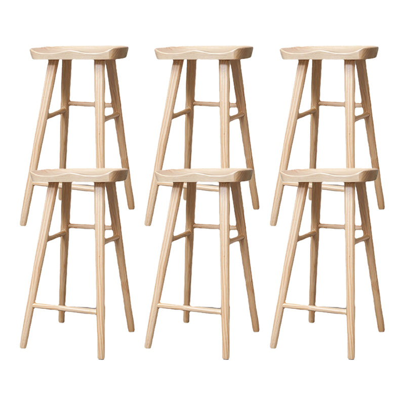Industrial Solid Wood Counter Stool Saddle Seat Backless Bar Stool Wood 6 Piece Set Clearhalo 'Bar Furniture' 'Bar Stools' 'bar_stools' 'furn' 'furn_bar_stools' 'Furniture' 'Kitchen & Dining Furniture' 6318479