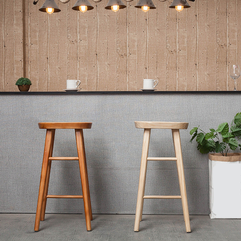 Industrial Solid Wood Counter Stool Saddle Seat Backless Bar Stool Clearhalo 'Bar Furniture' 'Bar Stools' 'bar_stools' 'furn' 'furn_bar_stools' 'Furniture' 'Kitchen & Dining Furniture' 6318480