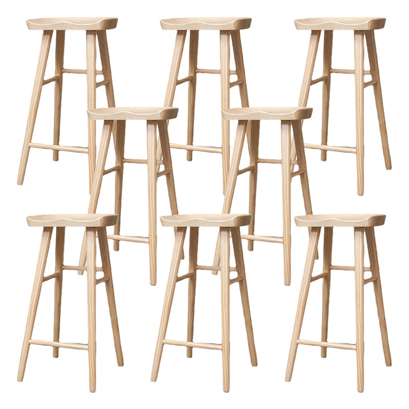 Industrial Solid Wood Counter Stool Saddle Seat Backless Bar Stool Wood 8 Piece Set Clearhalo 'Bar Furniture' 'Bar Stools' 'bar_stools' 'furn' 'furn_bar_stools' 'Furniture' 'Kitchen & Dining Furniture' 6318481